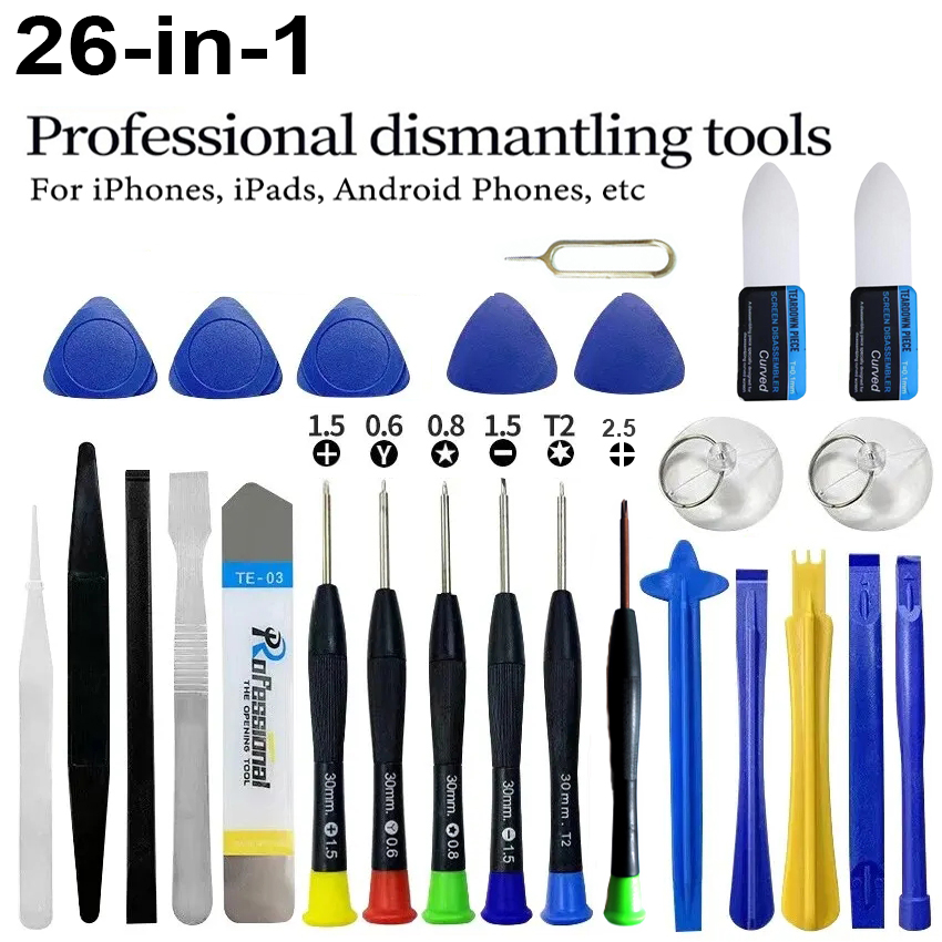 Electronics Repair Company - 26-delige professionele telefoonreparatieset met schroevendraaierset, krik,